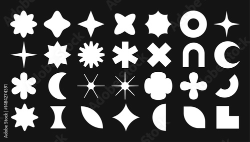 Collection of Various White Geometric and Abstract Shapes