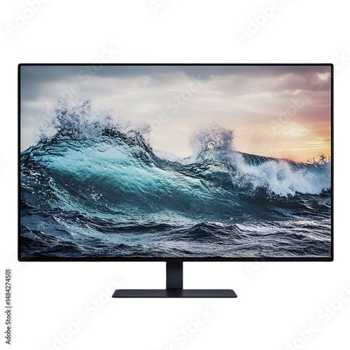 AI generated Modern Computer Monitor Front View on white background