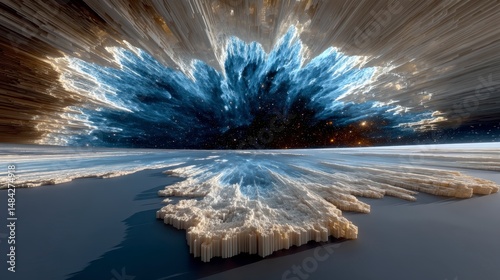 Obraz na płótnie Cosmic Nebula Panorama Surreal 3D Landscape Starry Night Sky Extraterrestrial Fantasy w salonie