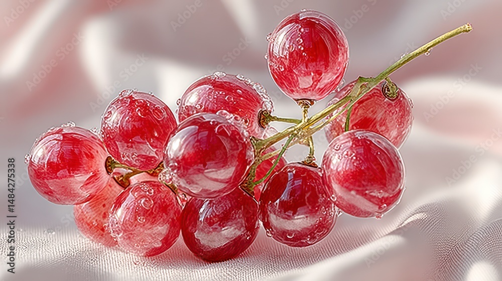 Juicy Red Grapes Closeup Fresh Fruit Food Photography Healthy Snack Still Life