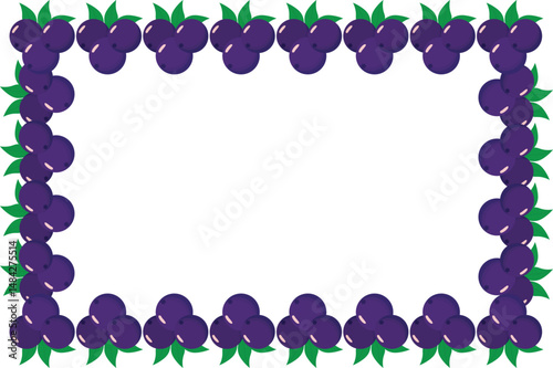 Decorative square frame made with açaí berry elements. Ideal for graphic materials, health product packaging, menus, and natural-themed design projects.