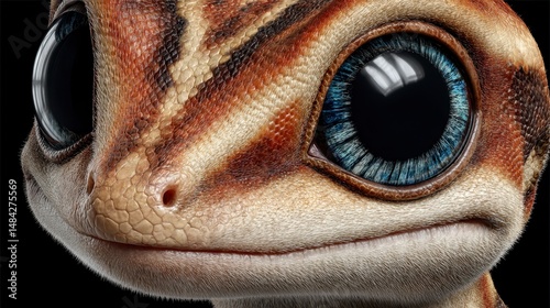 Obraz na płótnie Adorable Gecko Portrait Close up Detailed Digital Art Animal Eyes Reptile Texture w salonie