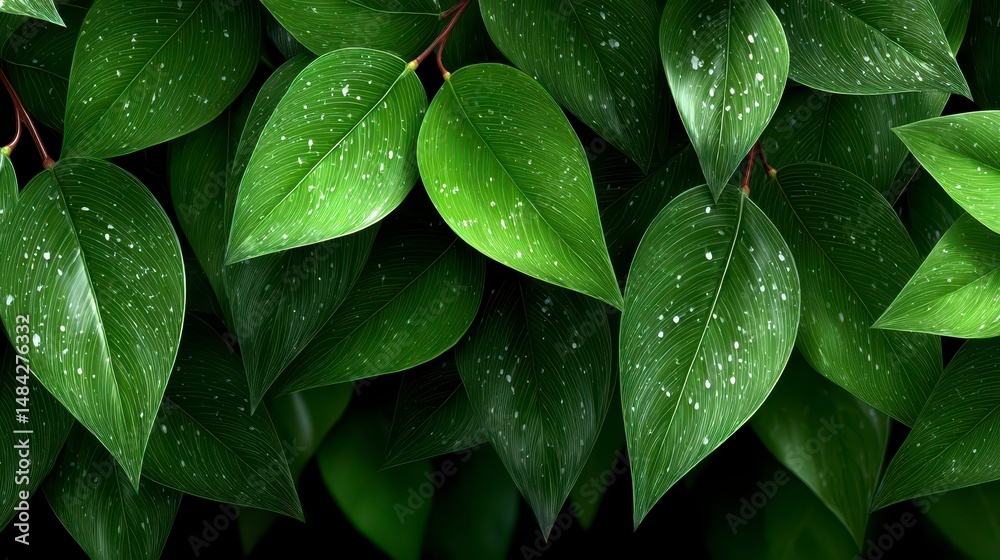 Lush Green Leaves Nature Background Botanical Texture Eco Friendly Plant Photography