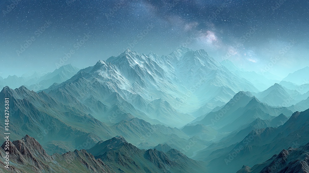 Majestic Mountain Range at Night Starry Sky Serenity Nature Landscape Photography