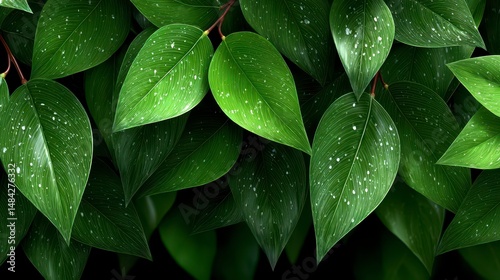 Obraz na płótnie Lush Green Leaves Nature Background Botanical Texture Eco Friendly Plant Photography w salonie