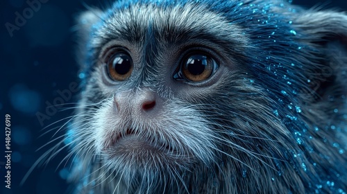 Obraz na płótnie Emperor Tamarin Monkey Portrait Amazon Rainforest Primate Close Up w salonie