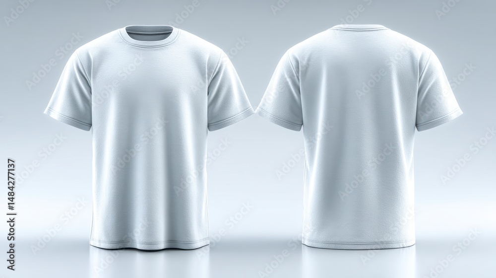 Blank White T Shirt Mockup Front Back Views Apparel Design Template Clothing Fashion
