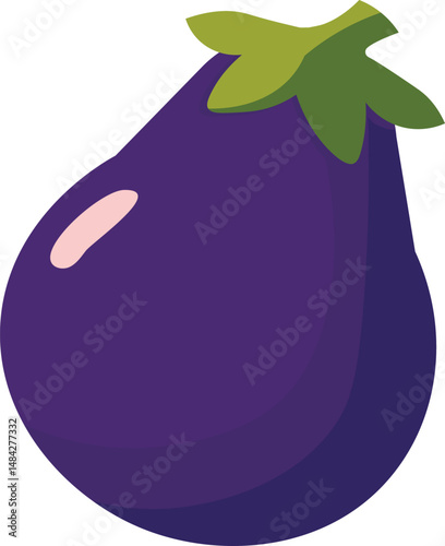 Vector illustration of an eggplant in a simple and decorative style. Perfect for digital projects, graphic design, food themes, cooking, agriculture, and vegetable concepts.