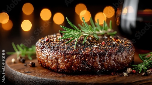 Obraz na płótnie Sizzling Beef Steak Dinner Gourmet Food Photography w salonie