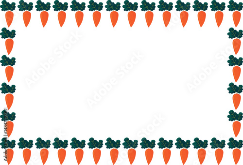 Decorative square frame with vector carrots. Suitable for menu designs, nutrition projects, natural packaging, and digital art.