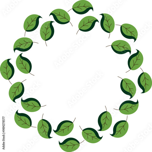 Leaves in the wind, illustration, clipart, for designers backgrounds, leaf circular border, frame.