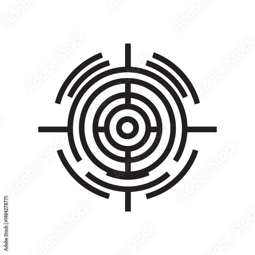 Circular target consists of fragmented rings and crosshair like element, having a transparent background
