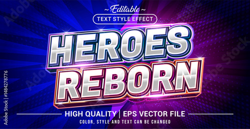 Editable text style effect - Heroes Reborn text style theme. Vector text style illustration template.