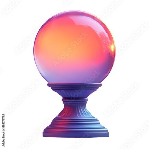 Neon Crystal Ball 3D Render