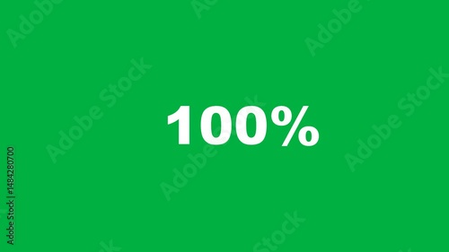 100 percent loading number animation green screen