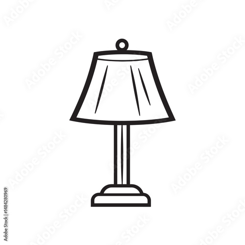 Classic lampshade outline shines with simple, minimalistic charm on a transparent background