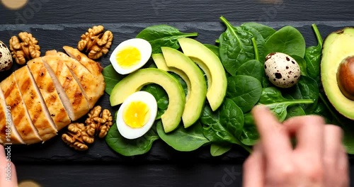 Healthy Plate with Grilled Chicken and Fresh Green Salad