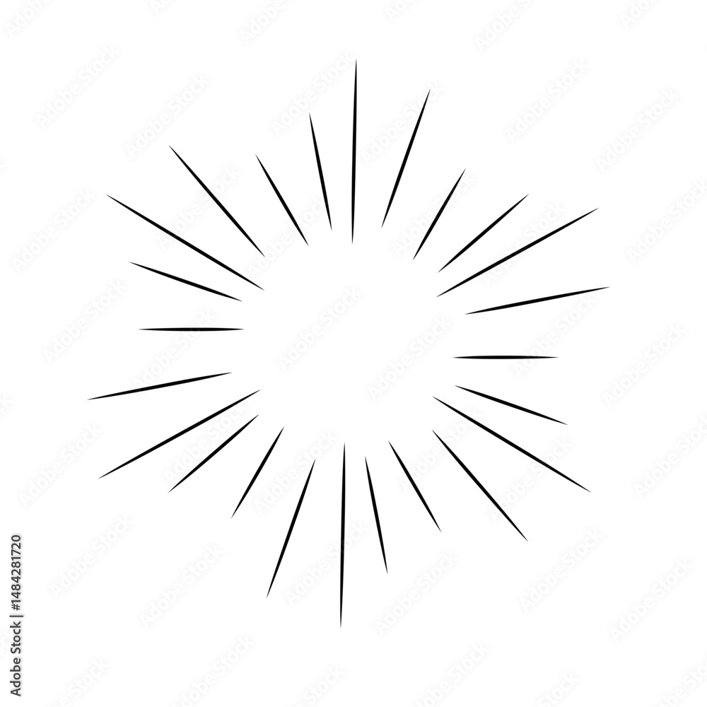 Fototapeta premium Speed lines manga effect. Comic motion element. Action of burst and radial explosion vector splash. Sketch of energy power and superhero force.