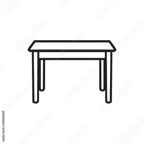 Clean line illustration depicts a modernstyled table with four legs, transparent background present