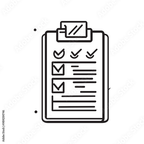 Clipboard displays checkmarks and text, indicating completed tasks and remaining items within transparent background