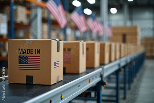 Shipping American Goods: Boxes with USA Flag