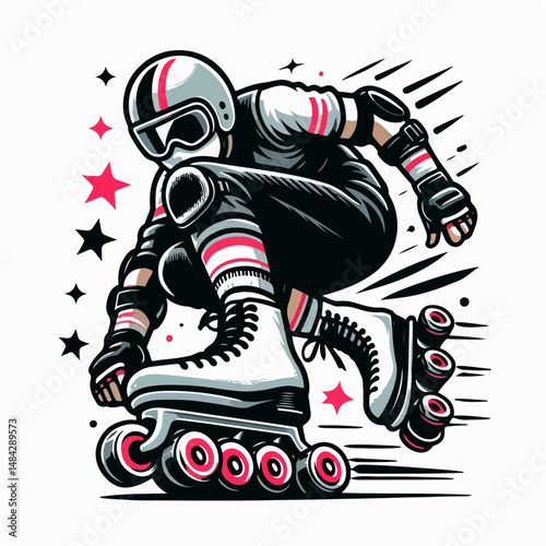vector illustration of a person using roller skates