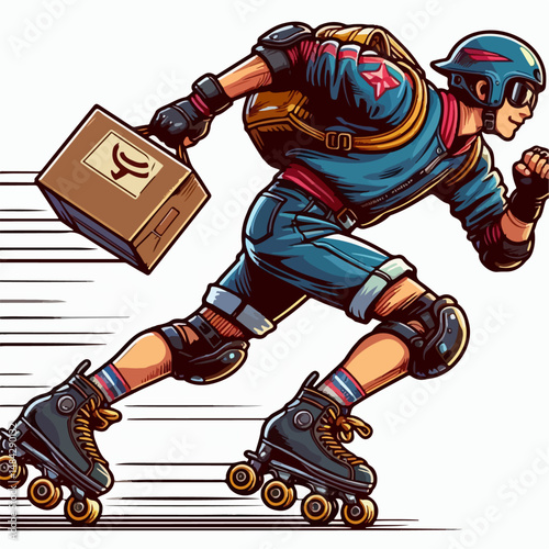 vector illustration of a person using roller skates