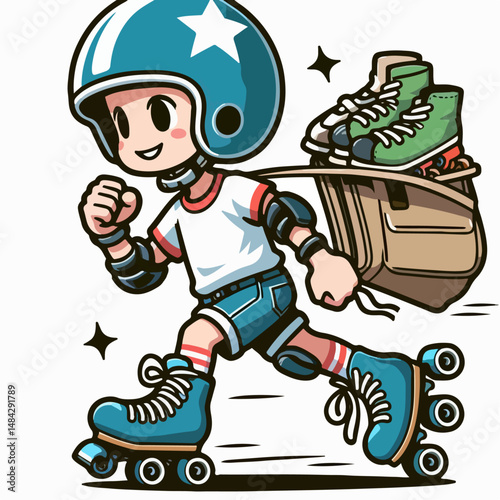 vector illustration of a person using roller skates
