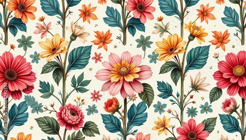 Wallpaper Mural Intricate floral pattern on seamless wallpaper, luxury, white Torontodigital.ca