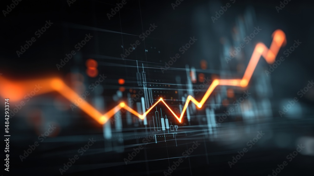 Fototapeta premium Financial Growth, Upward Trending Stock Market Graph