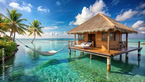 Bungalow overwater with private pool and hammock, beachfront resort