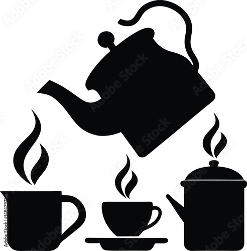 Food Vector Silhouettes: Biryani, Kebab, Tea, and sweets (vector, silhouette, minimal, etc.).
