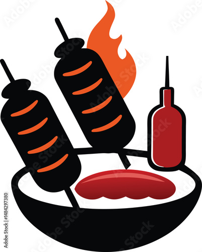 Food Vector Silhouettes: Biryani, Kebab, Tea, and sweets (vector, silhouette, minimal, etc.).
