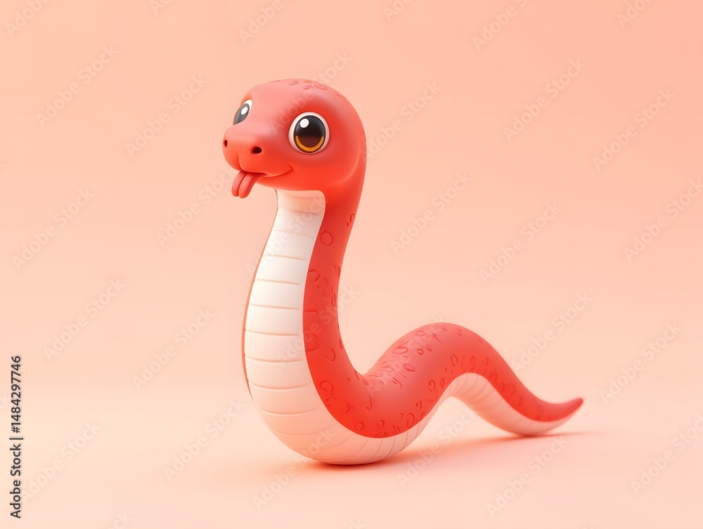 Fototapeta premium Year of the snake New Year cartoon IP cute animal zodiac Spring Festival 3D illustration