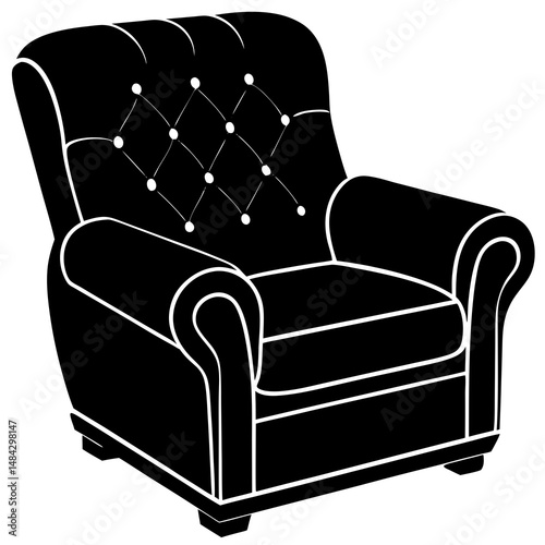 black leather armchair isolated