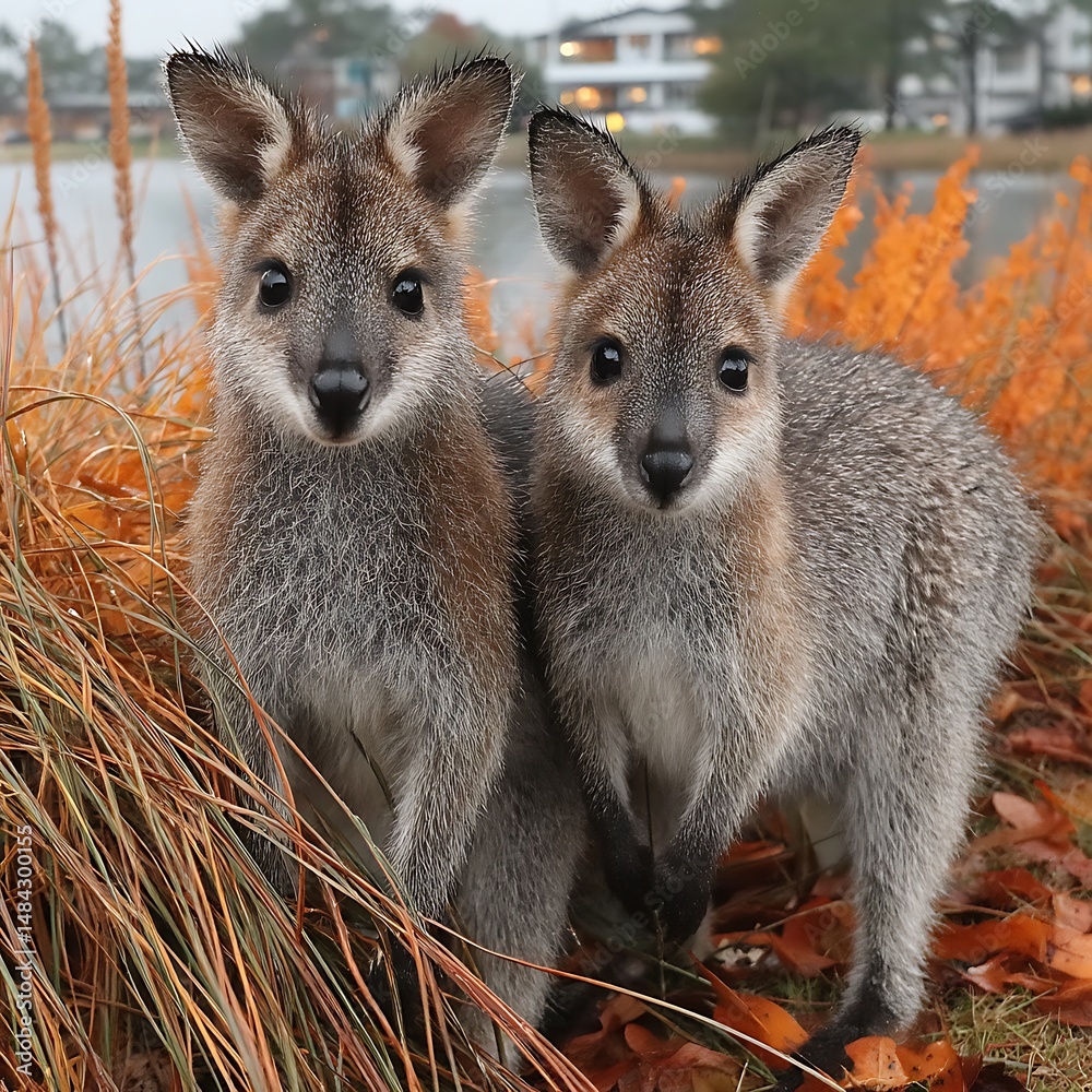 Naklejka premium Two Joysful Joys by Lake