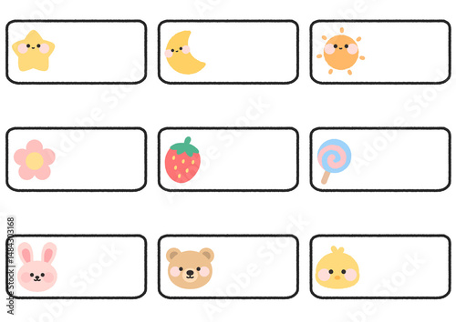 유치원 어린이집 귀여운 이름표 도안 사각이름표 도안 일러스트