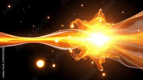 Dynamic Burst of Orange Fluid Light Creating Energy and Motion in Abstract Artistic Display