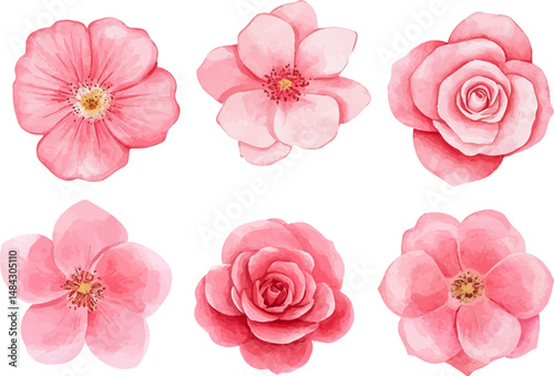 Wallpaper Mural set of pink flowers Torontodigital.ca