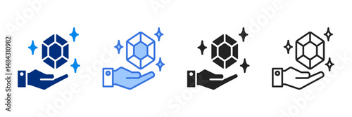 Gem  Icon Set Multiple Style Vector Illustration 