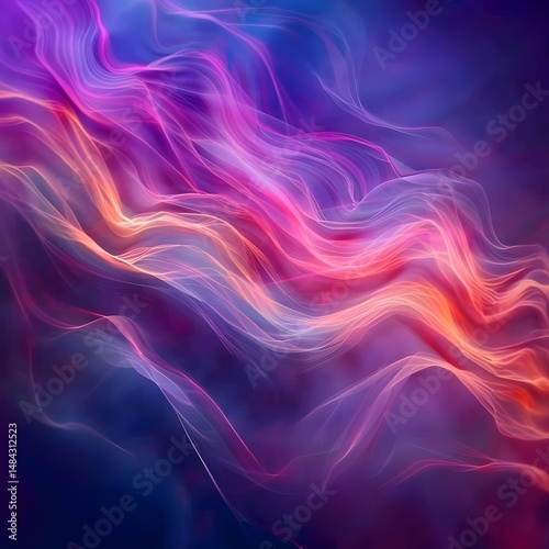 Wallpaper Mural Dreamy Abstract Fluid Waves in Purple, Pink, and Blue Hues, Radiating Soft Light Torontodigital.ca