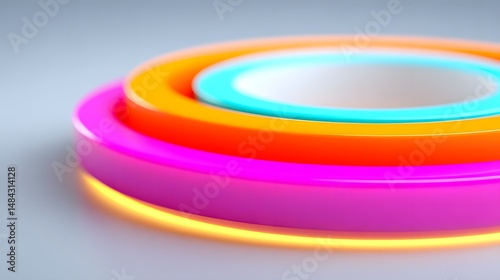 Abstract neon glowing geometric lines 3D rendering business background