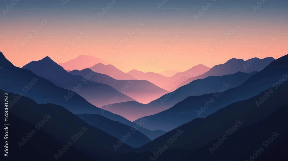 Fototapeta premium Mountain range at sunset. Layers of peaks