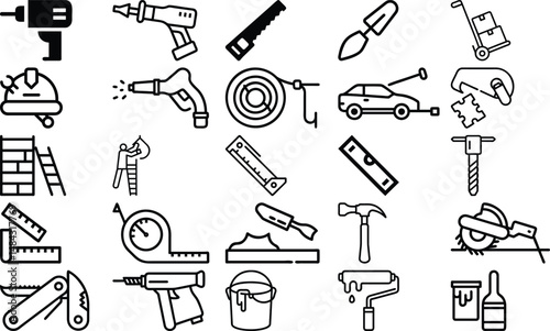 Construction and DIY Tools Icons Set