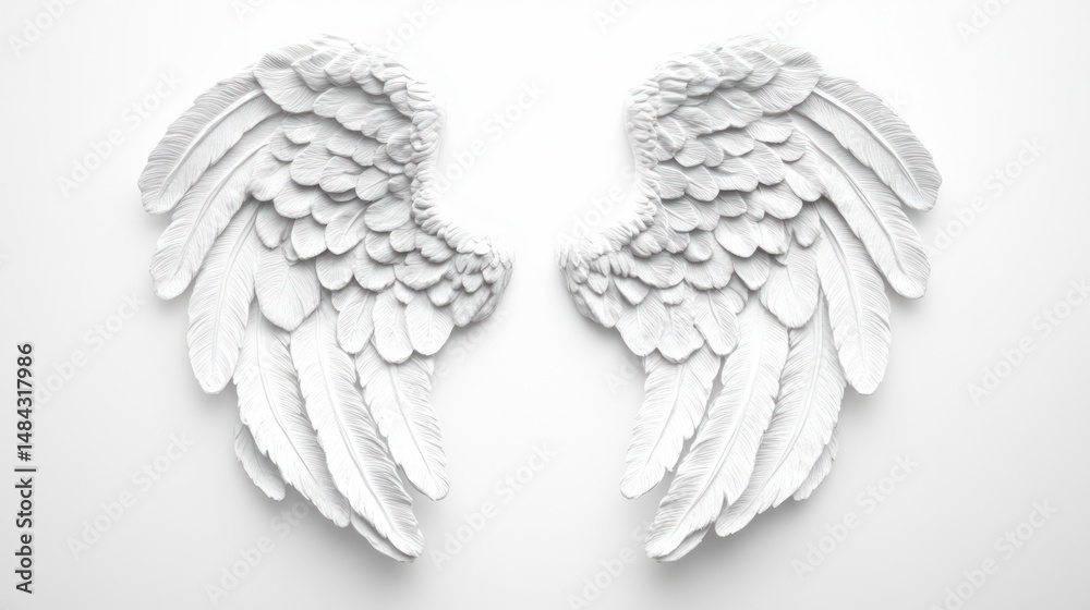 Obraz premium Pair of detailed white angel wings