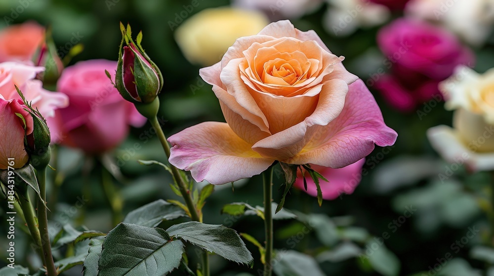 Vibrant rose blossoms botanical garden floral close-up natural setting eye-level view beauty of nature Vibrant rose blossoms botanical garden floral close-up natural setting eye-level view beauty of nature