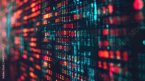 Wallpaper Mural Abstract digital binary code background with blue numbers. Digital artwork of glowing vibrant color coding prompt or programing code. Technology innovation and data concept for art design. AIG53. Torontodigital.ca