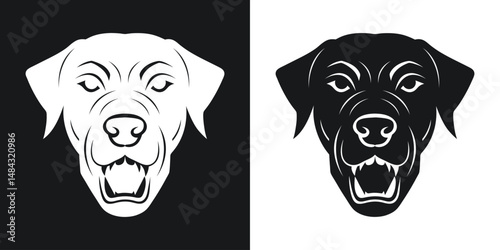 Vector illustration of an aggressive labrador retriever dog head with gritted teeth