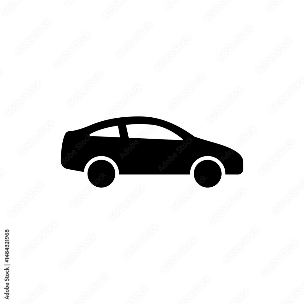 Fototapeta premium Car monochrome icon. Simple solid style. Pictogram, silhouette, automotive, black, shape, flat sign, symbol, vehicle concept. Vector illustration isolated