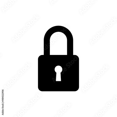 Lock icon. Simple solid style. Locker, closed, padlock, key, symbol, private, web, flat, password, safety, secure concept. Vector illustration isolated
